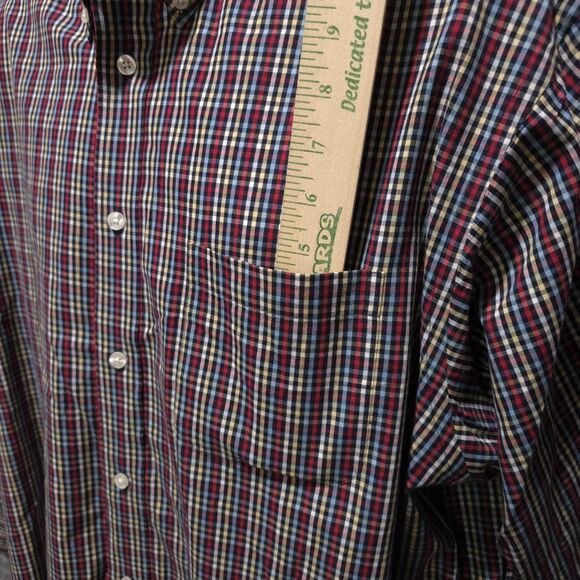 Button Long Sleeve Collared Shirt MensXL Colorful Plaid Lightweight Cotton Dress - Picture 11 of 16